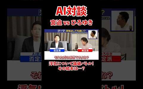 AI対談 宮迫vsひろゆき！浮気について論破バトル！その結末は...!?#宮迫博之 #ひろゆき #shorts