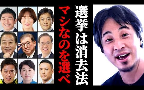 選挙は消去法。マシなのを選べ。理想的な人なんていません。いい人選びではない。選挙に行かなければ結局損をする理由。ひろゆき解説
