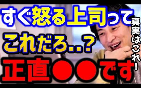 【ひろゆき】怒るだけの無能上司って...この正体がわかりました。これで反撃！仕事で怒られないためには●●せよ！/管理職/パワハラ/ブラック企業/アンガーマネジメント/kirinuki/論破【切り抜き】