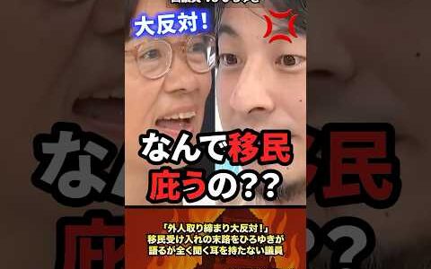 「外国人取り締まり大反対！」移民受け入れの末路をひろゆきが語るが全く聞く耳を持たない西議員 #政治 #政治家 #ひろゆき #移民