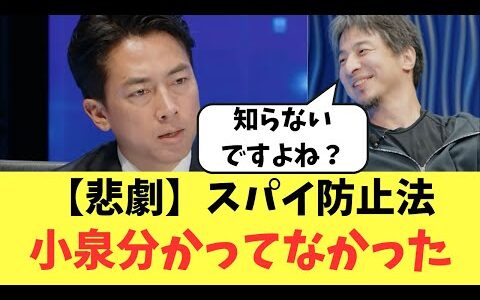 ひろゆきの質問に小泉回答できずw小泉進次郎スパイ防止法知らなかった？