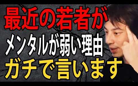 最近の若者がメンタルが弱いと言われる理由とすぐ会社を辞める人についてガチで言います【ひろゆき切り抜き】
